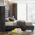 thumbnail image 5 of Merluxy King Bed Frame with Button Tufting Headbord,Velvet Upholstered,No Box Spring Needed,Grey, 5 of 8