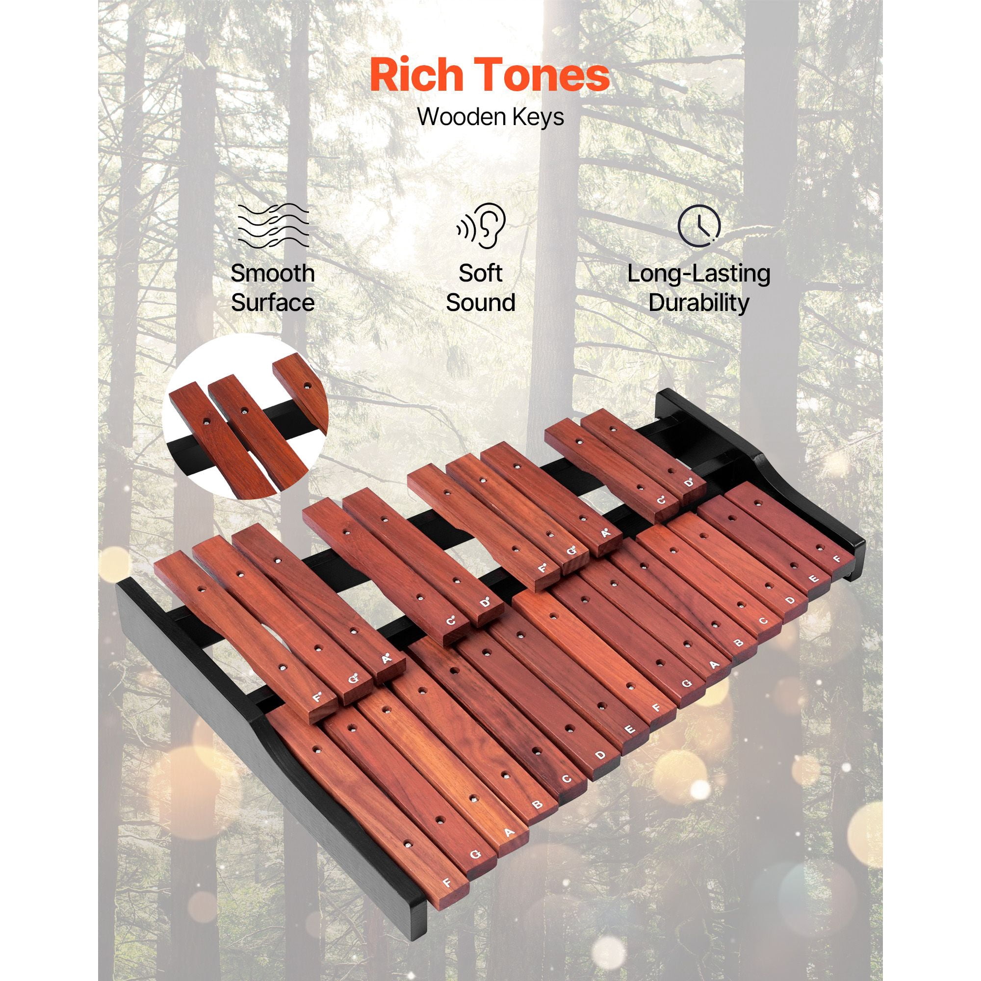 25 Notes Wooden Professional Xylophone Percussion Instrument, with 4 Mallets, Carrying Bag, Beginner Glockenspiel Musical Instrument Kit for Adults and Kids Students