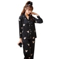 thumbnail image 1 of Pijama de otoño para mujer, estilo japonés, cárdigan de perro dorado de alta gama, conjunto de dos piezas de manga larga de seda, 1 of 4