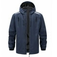 thumbnail image 3 of RYDCOT Men's Waterproof and Windproof Hooded Ski Jacket, Winter Raincoat with Multiple Pockets, Suitable for Out Dark Blue, 3 of 4