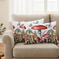 thumbnail image 2 of Red Mushrooms Pillow Covers 2 Pack Watercolor Spring Yellow Mushroom Fern Plant Butterfly Pillowcase Waterproof Outdoor Throw Pillow Cover for Patio Balcony Rectangular Cushion 20”x12”, 2 of 9