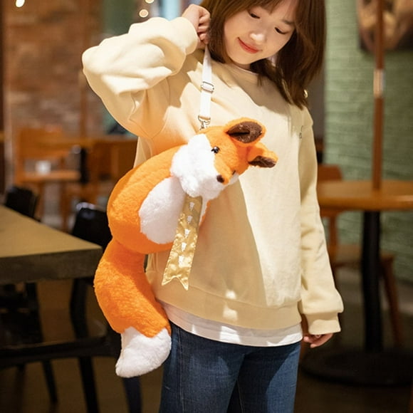Children Plush Fox Cartoon Backpack Toddler Cute School Bag Mini Travel Bag(A)