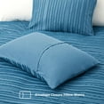 thumbnail image 4 of Peace Nest Clipped Jacquard Geometric Duvet Cover & Pillowcase Set, Navy/Stripe, Full/Queen Size, 4 of 6