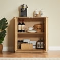 thumbnail image 4 of CQSXDA 31.5'' Sideboard Buffet Cabinet Featuring Curved Wave Design For Hallway Living Room And Bedroom Decor, Oak, 4 of 16