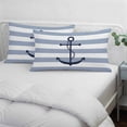 thumbnail image 4 of Blue White Striped Body Pillow Cover,Pillowcase Protectors with Zipper,Breathable Decorative Throw Pillow Case Cover,Navy Blue Beach Nautical Anchor Ocean Coastal Pillow Shams for Couch 24x36Inch, 4 of 8