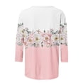 thumbnail image 5 of Craaazy T-Shirts Graphiques pour Femmes Grande Taille Coupe Ample Couleur Unie Col Rond Style Décontracté Manches 3/4 T-shirt à Imprimé Floral pour Usage Quotidien, Vacances, Sorties, 5 of 5