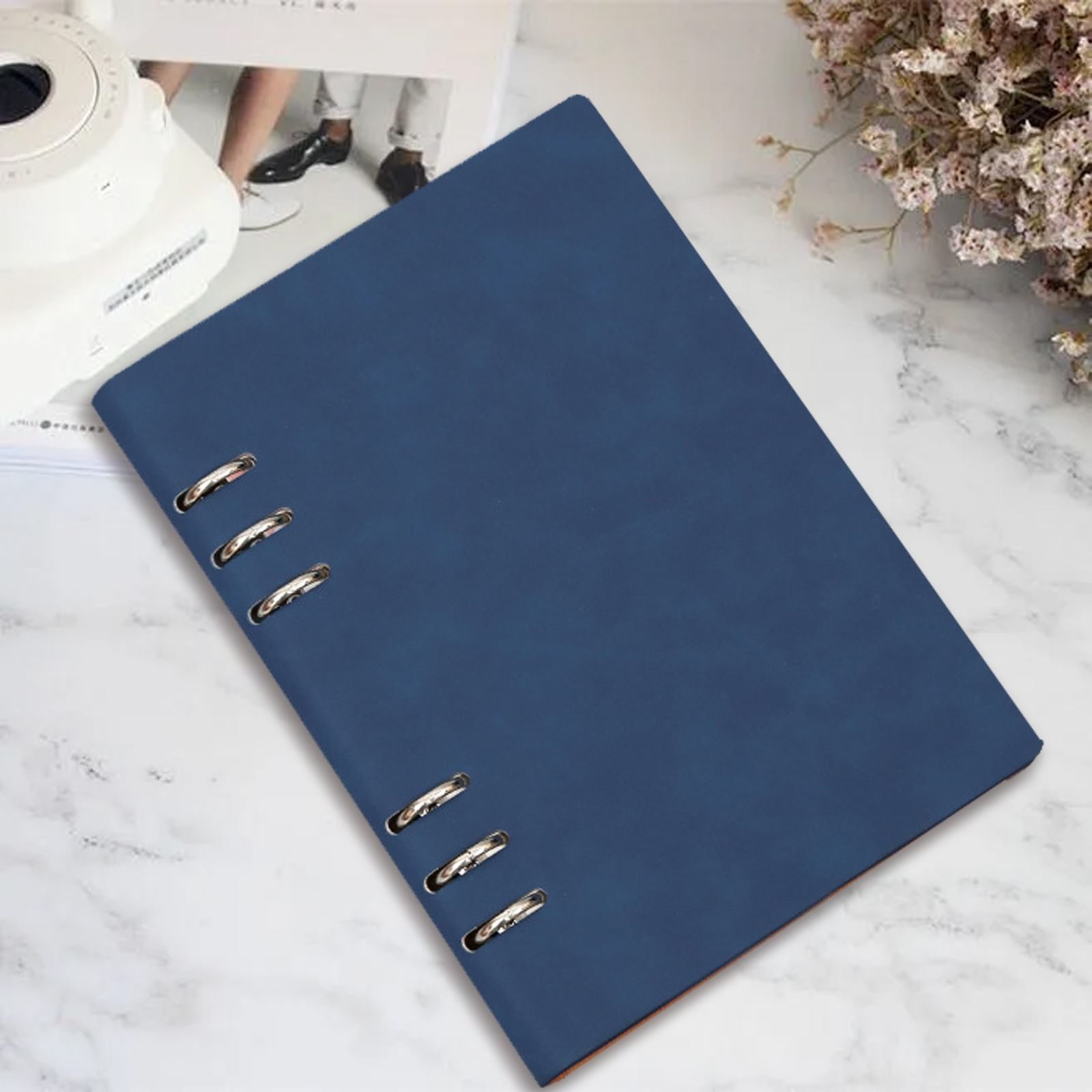 AUDeals A5 Size Refillable PU Leather 6-Ring Binder, Business Notebook with Ruled Loose-Leaf Paper and Magnetic Buckle Closure, Professional Organizer for Office and Meetings