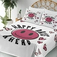 thumbnail image 3 of Ambesonne Emoji Fitted & Top Sheet Set with Shams, Modern Dreamy Heart Pattern, White Black Blush, 3 of 5
