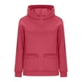 thumbnail image 6 of Womens Drawstring Hooded Sweatshirts, Long Sleeve Pullover for Women Fall Fashion Loose Fit Solid Color Crewneck Hoodies with Pockets, 6 of 6