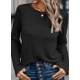 thumbnail image 2 of Mengpipi Womens Long Sleeve Shirts Casual Lightweight Pullover Crew Neck Tunic Tops Black, L(US 12-14), 2 of 5