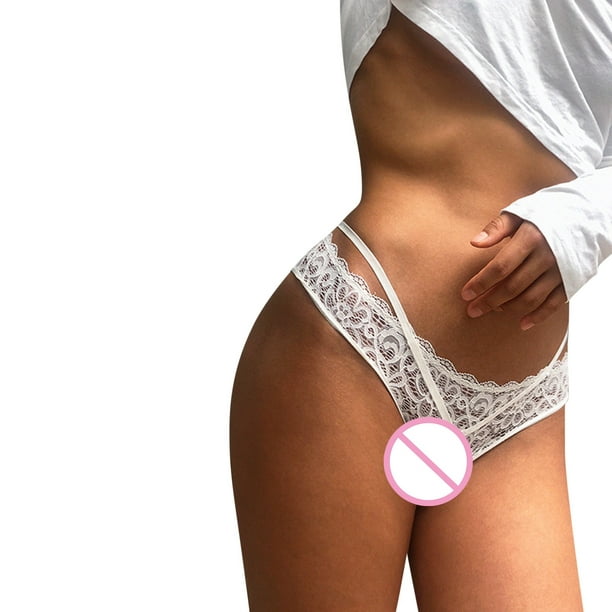QunButy Lingerie For Women Women Underwear Low Waist Transparent Sex  Panties Mesh Thong Crotch Cotton Briefs String