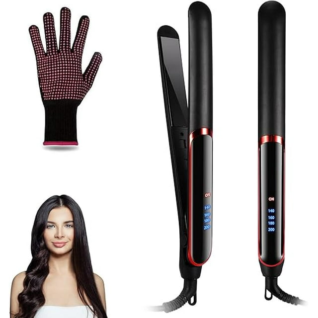 Plancha de Cabello Fotgear cerámica 2 En 1 con Pantalla LED negro