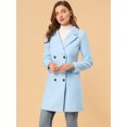 thumbnail image 2 of Abrigo Largo De Invierno Solapa Con Muesca Doble Botonadura Para Mujer Bebe Azul M, 2 of 6
