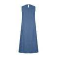 thumbnail image 4 of Nrmvnmi Summer Saving 2024 Women's Fashion Denim Skirt Round Neck Sleeveless Pocket Loose Long Tank Top Denim Robe Dress Sleeveless Round Neck And Ankle Dress, 4 of 5