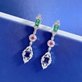 thumbnail image 4 of Vintage 925 Sterling Silver Lab Sapphire Ruby Emerald High Carbon Diamonds Gemstone Dangle Earrings Studs Fine Jewelry, 4 of 6