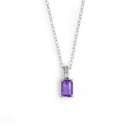 0.58 Cts. Amethyst White Zircon 925 Sterling Silver Chain Pendant