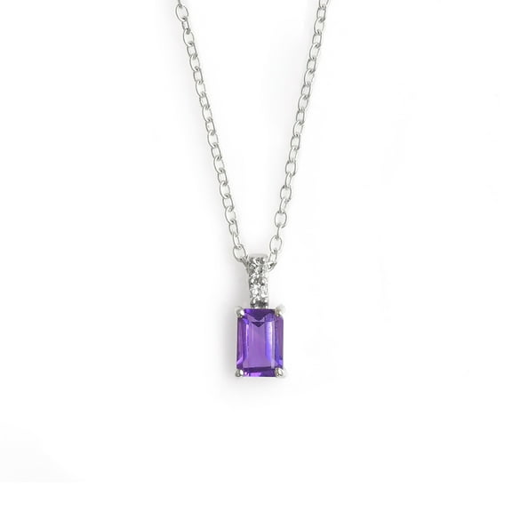 0.58 Cts. Amethyst White Zircon 925 Sterling Silver Chain Pendant