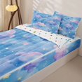 thumbnail image 3 of Manfei Cute Kitten Paw Zipper Twin Comforter Sets with Fitted Sheet and 2 Pillowcases, Dreamy Cloud Galaxy Zipper Bedding Set, Blue Purple, Polkadot Reversible, 4 Pieces, 3 of 7