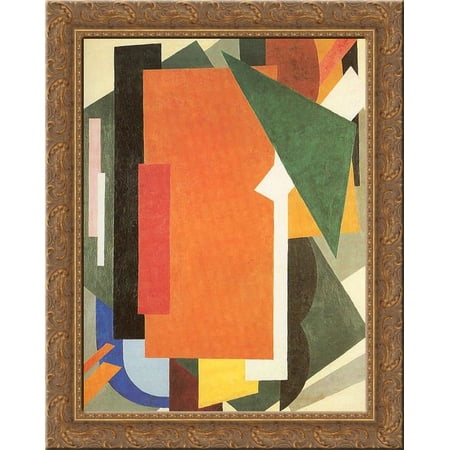 Architectonics in Painting 20x24 Gold Ornate Wood Framed Canvas Art by Popova, Lyubov