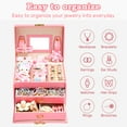 thumbnail image 2 of JoyStone 3 Layer Leather Jewelry Box Built-in Mirror, Portable Travel Jewelry Storage Case with Lock, Gift Jewelry Case for Women Girls,Pink, 2 of 9
