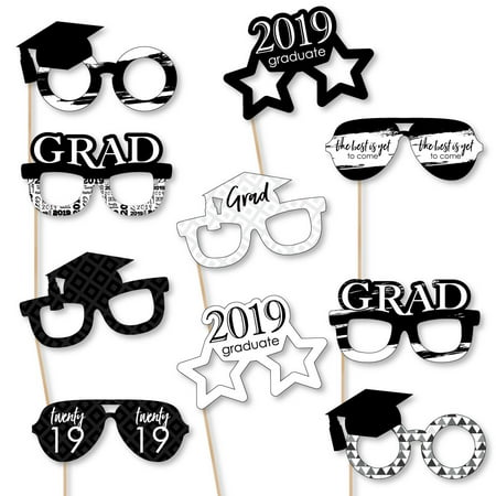 Black and White Grad - Best is Yet to Come - Glasses - Black and White 2019 Paper Card Stock Graduation Photo
