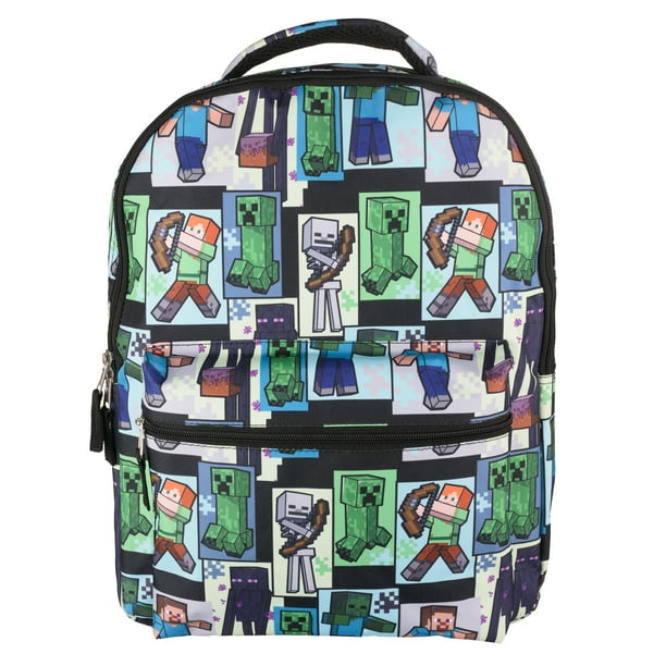 Minecraft Backpack for Boys & Girls, School Bag with Front Zip Pocket