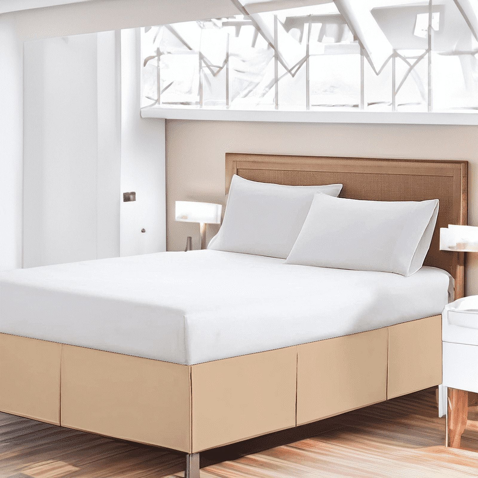 EASYCOT 800 Thread Count 100% Egyptian Cotton Hotel Quality Luxurious Box Pleated Bed Skirt Easy Fit with&nbsp;16" Drop Length ( Beige , Twin - XL )