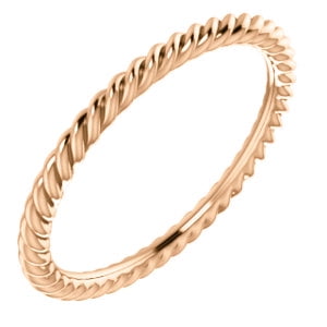 Jewels By Lux 14K Rose Gold Skinny Rope Wedding Ring Band Size 8.5