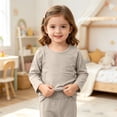 thumbnail image 7 of asjyhkr Little Boys Girls Fall Outfits 2 Piece Basic Layering Tshirt Comfy Homewear Pants Daily Loungewear Sets(18-24 Months,Khaki), 7 of 7