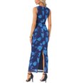 thumbnail image 3 of INSPIRE CHIC Bodycon Dresses for Women Floral Print Sleeveless Ruched Fitted Wedding Guest Cocktail Party Maxi Dress XL Dark Blue, 3 of 6