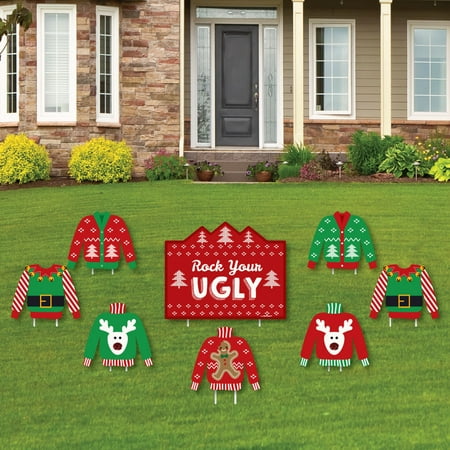 Christmas Lawn Decorations Sale Ugly Sweater - Yard Sign & Outdoor Lawn Decorations - Holiday & Christmas Yard Signs - Set of 8 ()