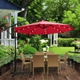 thumbnail image 2 of Aukfa 10ft Patio Solar LED Lighted Outdoor Umbrellas with Cross Base for Market Beach Pool - Red, 2 of 8