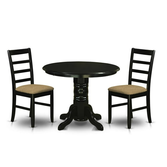 East West Furniture Shelton 3-piece Wood Table and Dinette Chairs in Black