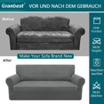 thumbnail image 3 of Funda de sofá elástica de 3 plazas de licra supersuave para perros, funda de sofá para mascotas, protector de muebles con parte inferior elástica (3 plazas, gris claro) esquí esquí Gafas de esquí, 3 of 5