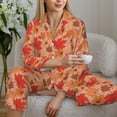 thumbnail image 6 of Yiaed Yellow And Red Maple Leaves Print Pajamas Women's Long Sleeve Sleepwear Soft Button Down Loungewear Pjs Lounge Set Nightwear Womens Pajama Pants-XX-Large, 6 of 7