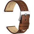 thumbnail image 1 of wonima11 22mm Old-fashioned Watch Band for Men, Top Grain Leather, Silver Brushed Buckle (Caramel Brown), 1 of 1