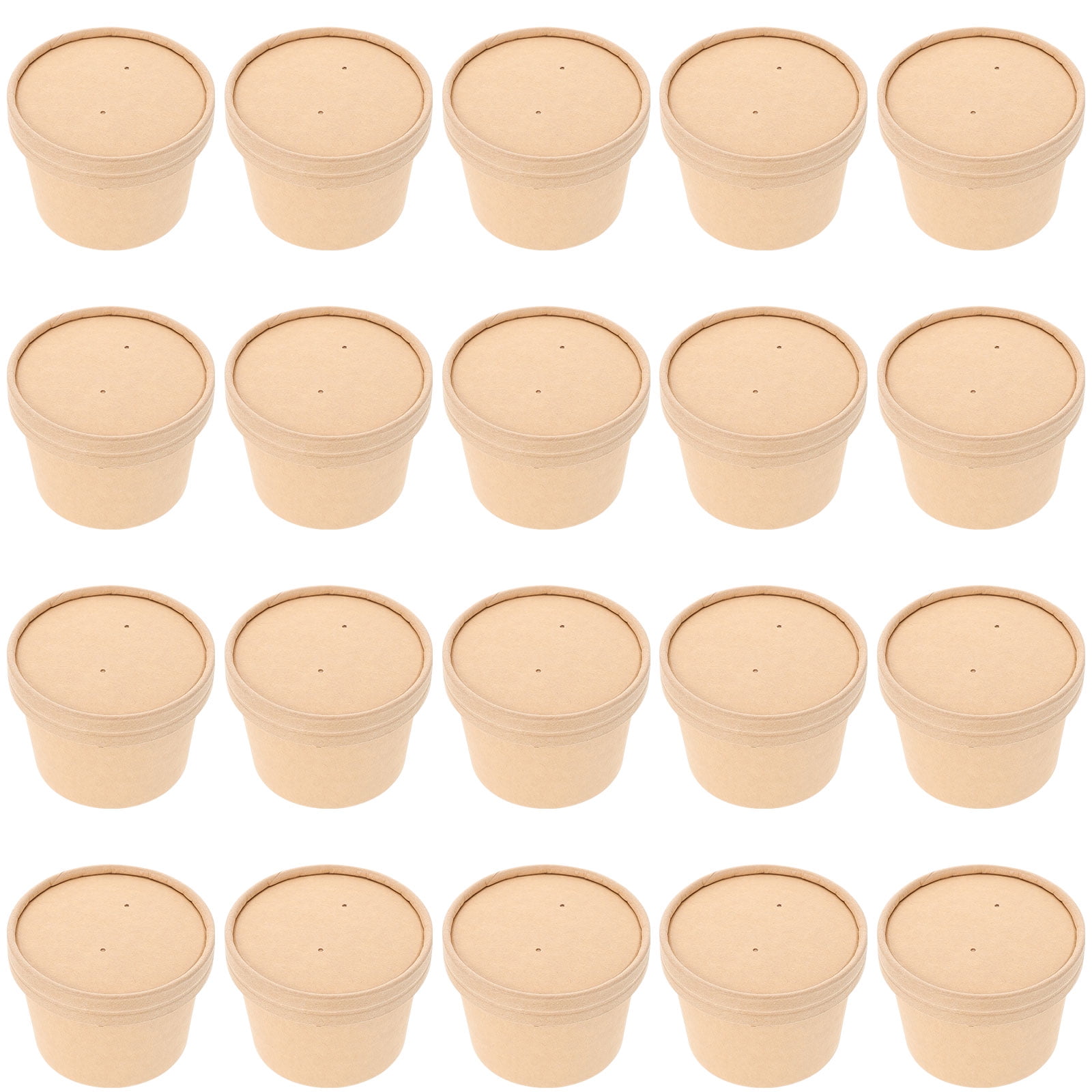 20Pcs Disposable Kraft Paper Bowls Takeaway Packing Bowls Portable Soup
