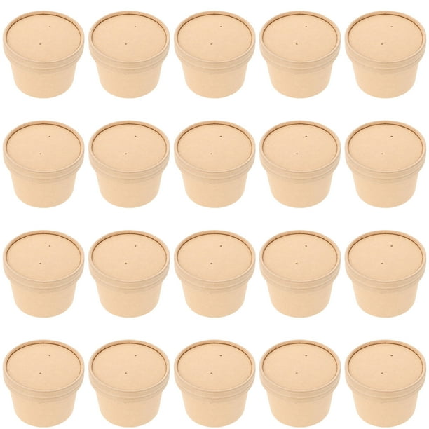 20pcs Bowls de papel de kraft desechables para llevar Tazones de embalaje para llevar Tazones de sopa portátiles