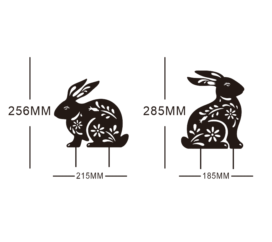 2 Peice Bunny Yard Sign,Metal Animal Yard Decor,Easter Bunny Lawn Signs with Stakes,Realistic Rabbits Decoration for Garden Lawn Pathway,Outdoor Metal Animals Silhouette Art Decor