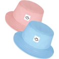thumbnail image 1 of Sombrero de bambú de dos piezas (azul y rosa), sombrero de sombrilla para niños, sombrero de sombrilla con cara sonriente, sombrero de viaje con protección solar, sombrero de pescador masculino y fem, 1 of 5