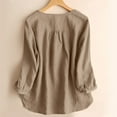 thumbnail image 2 of MIXUE Boho Tops For Women Autumn Winter Linen Solid Color Crew Neck Long Sleeve Loose Fashion Shirts For Women T Shirts Sportswear,Beige,XL, 2 of 8