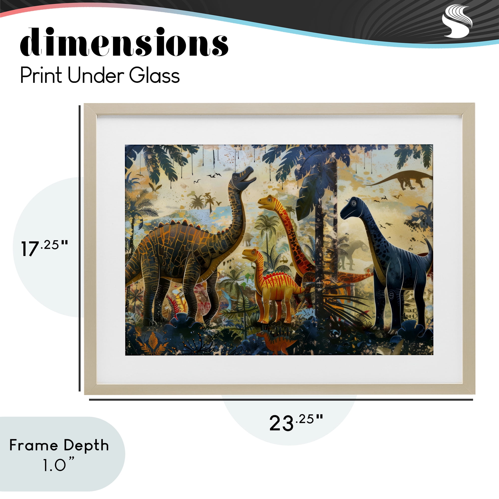 Stupell Industries Jurassic Journey in Nature Birch Framed Print Under Glass, design by Lazar Studio