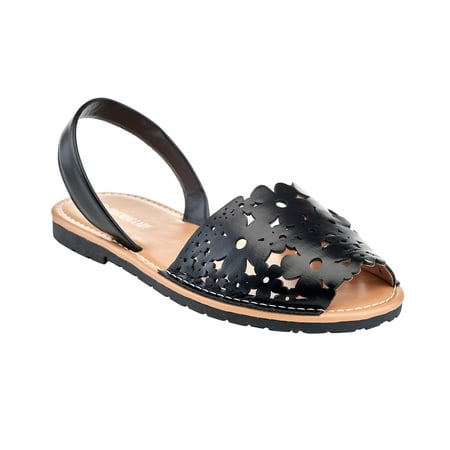 

Charming Lady Women s Floral Laser Cut Open Toe Sandal BLK-8