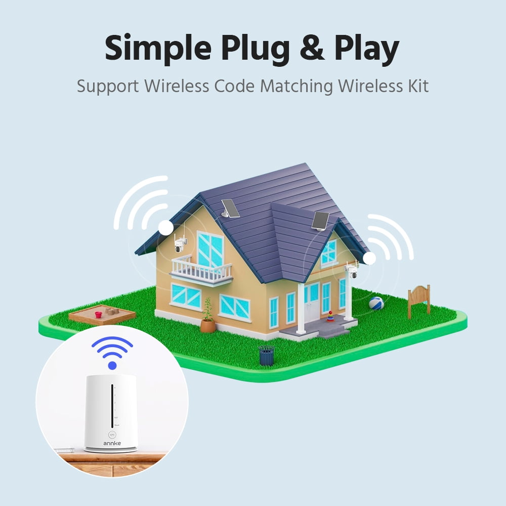 ANNKE 4MP 2K Wireless Security Camera Outdoor, 5MP 2-Cam Kit Solar Surveillance System, PIR Human Detection, 360° Pan&Tilt, Compatible with Alexa, Color Night Vision, No Monthly Fee
