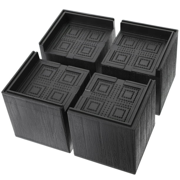 4 elevadores cuadrados de goma para muebles, elevadores de cama, mesas y sillas.
