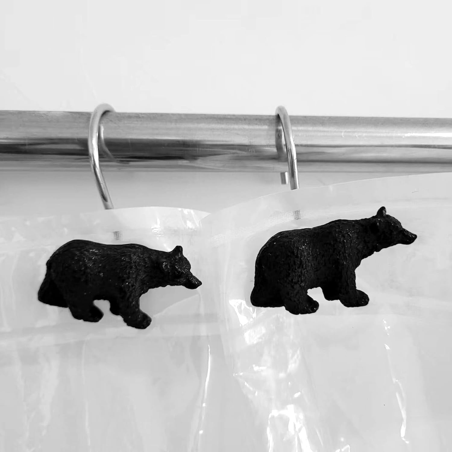 Black Bear Lodge Shower Curtain Hooks Set of 12 Black Bear Lodge Shower Curtain Rins Set of 12