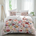thumbnail image 2 of Pink Flowers Bedding 3 Piece Duvet Cover Set California King, Spring Farmhouse Floral Leaves Vintage Soft Microfiber Comforter Cover with Zipper Closure & Pillowcases, FadeResistant Quilt Cover, 2 of 9