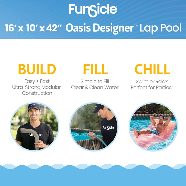 Funsicle Oasis Designer Lap 16' x 10' x 42'' Rectangular Above