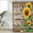 thumbnail image 4 of Shower Curtain Bathroom Set Farm Watercolor Sunflower Bee Waterproof Fabric Shower Curtains with Grommets&Hooks Retro Brown Wood Board Privacy Bath Curtain for Bathtub 60x72in, 4 of 7