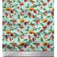 thumbnail image 1 of Soimoi Green Poly Georgette Fabric Leaves,Insect & Floral Artistic Print Fabric by The Yard 42 Inch Wide, 1 of 3